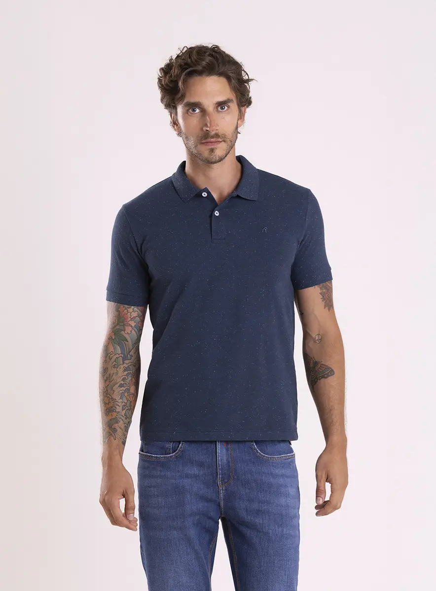 Polo Em Malha Botonê Azul Pangera Lcecci