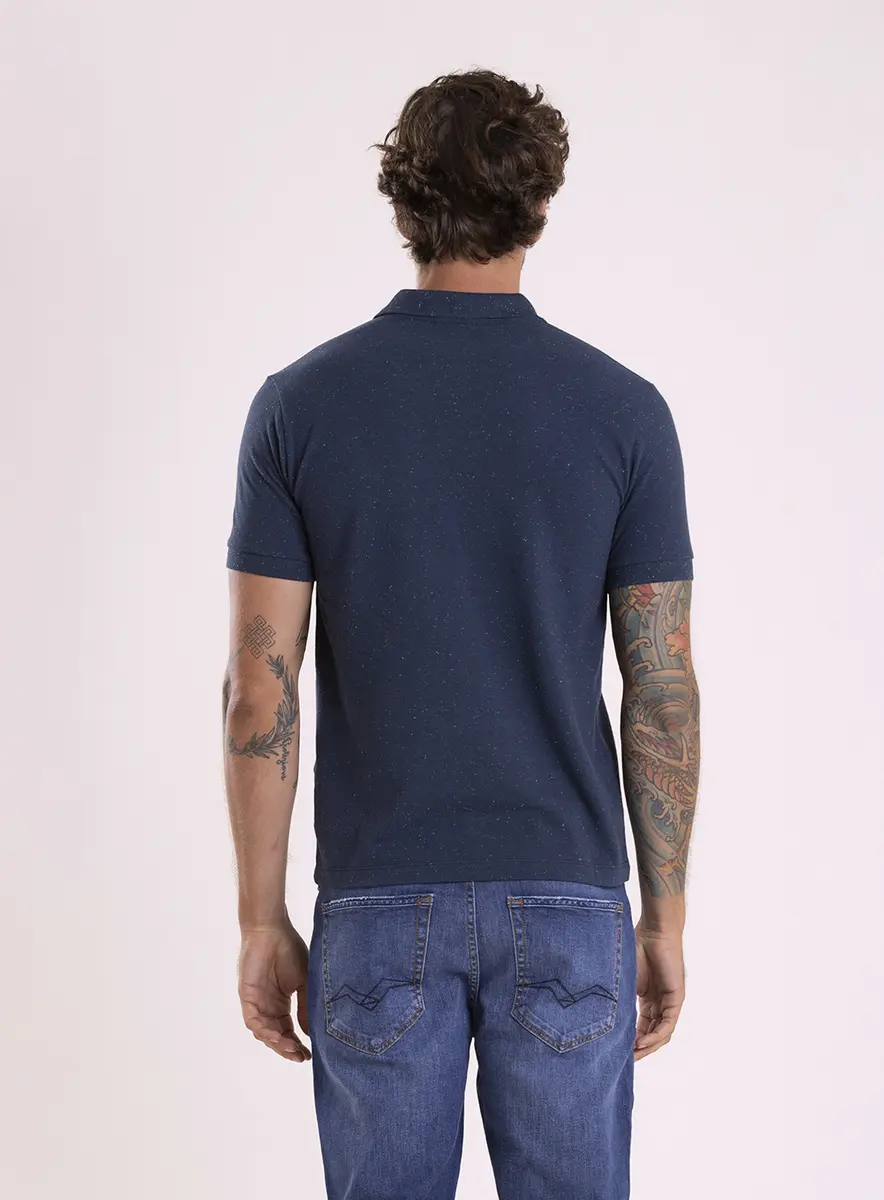 Polo Em Malha Botonê Azul Pangera Lcecci
