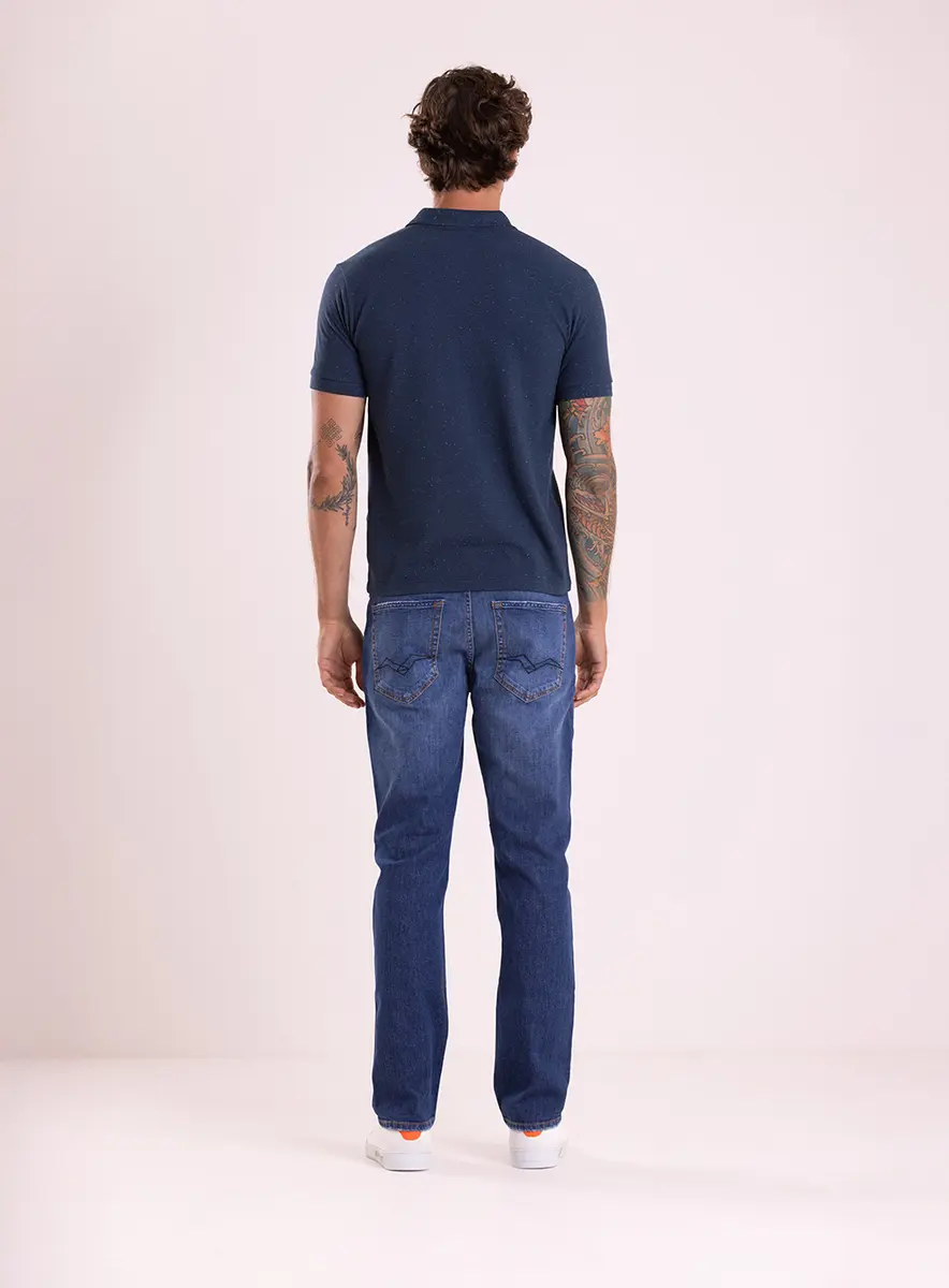 Polo Em Malha Botonê Azul Pangera Lcecci