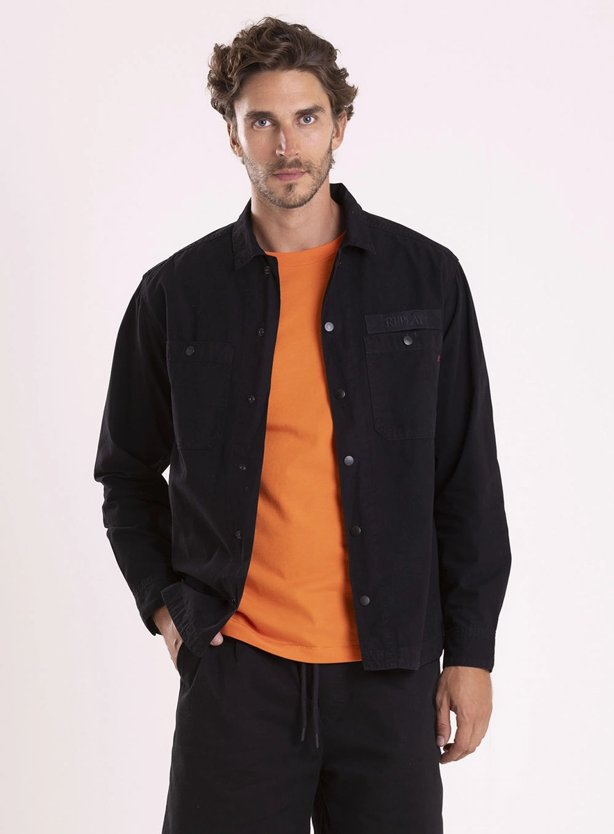Camisa Tinturada Com Bolsos Cinza Sand Lcecci