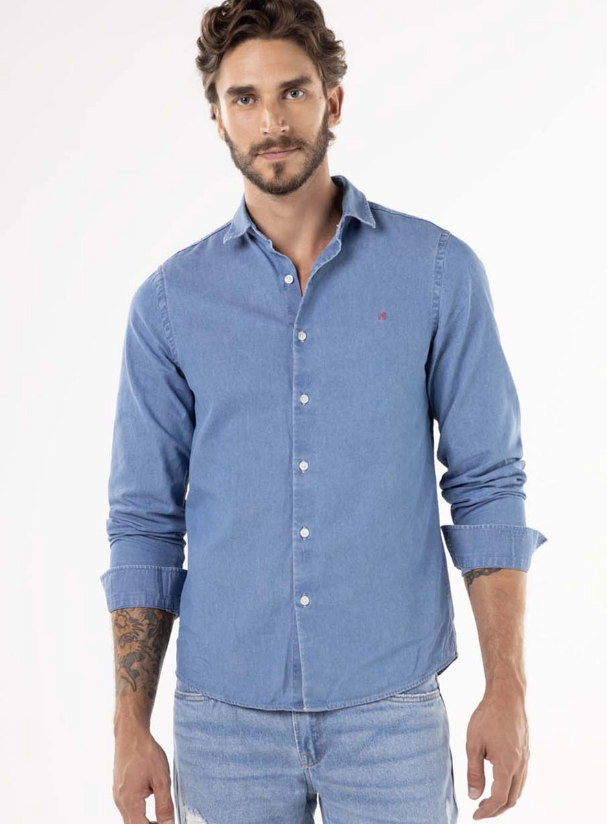 Camisa Jeans Delavé Indigo Lcecci