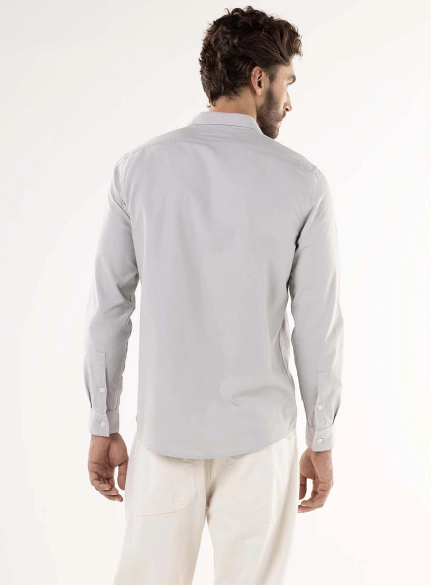 Camisa Oxfordine Manga Longa Cinza Sand Lcecci