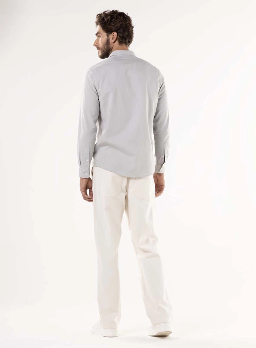 Camisa Oxfordine Manga Longa Cinza Sand Lcecci