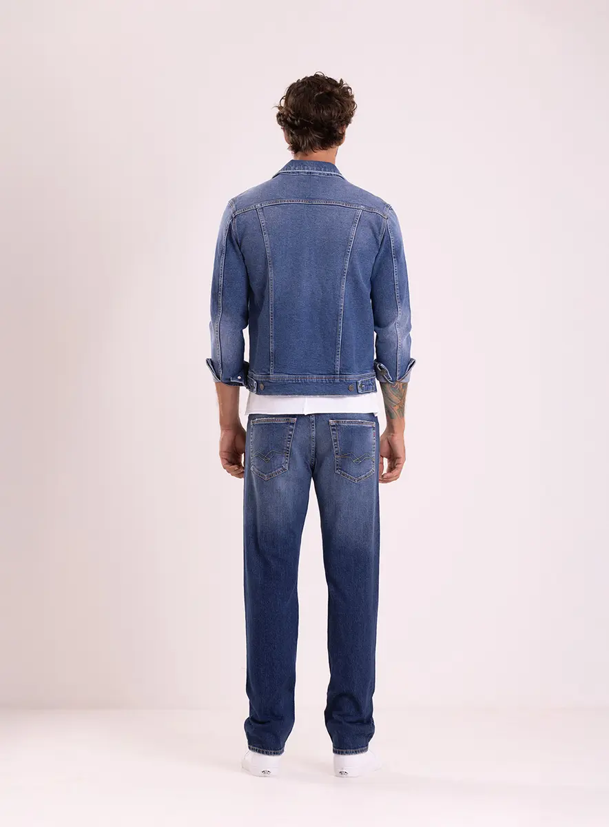 Jaqueta Jeans Trucker Aged Índigo Lcecci