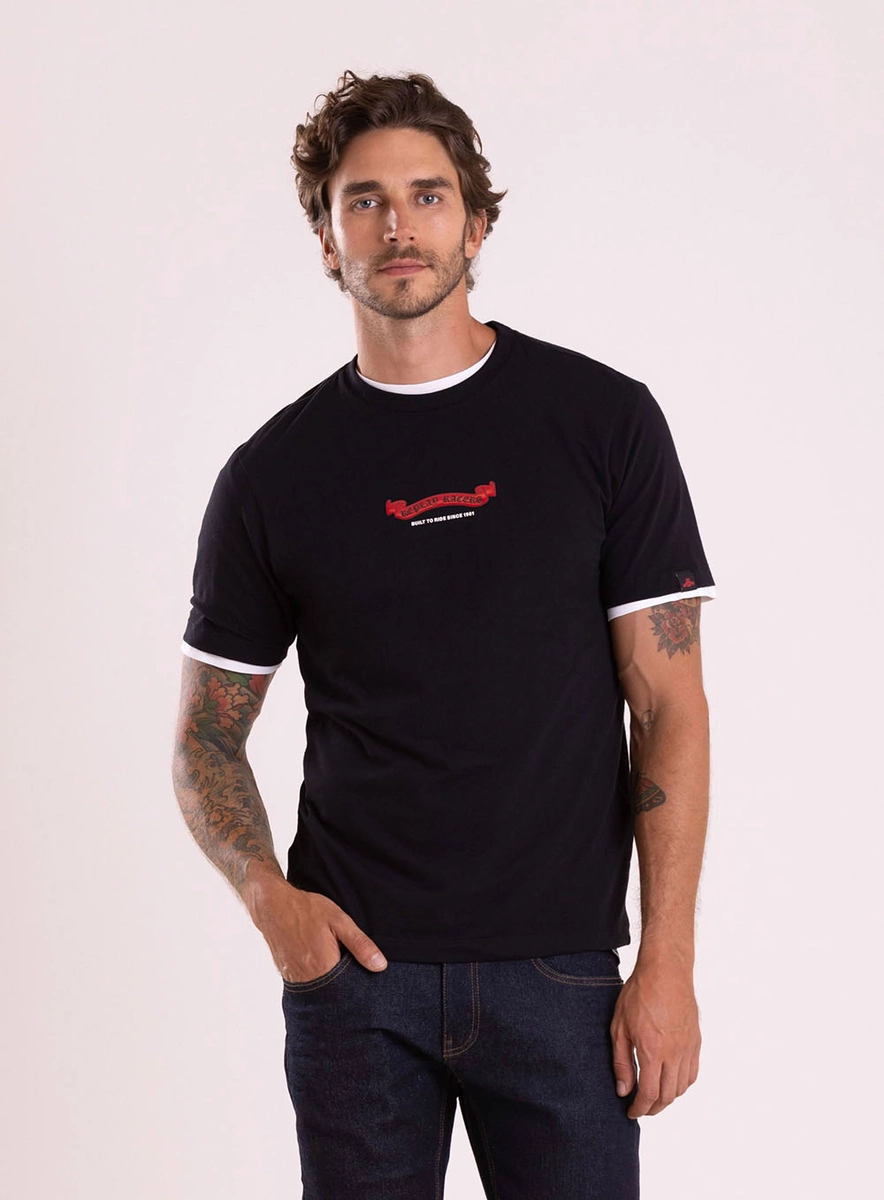 T-shirt Regular Com Estampa Preto Lcecci