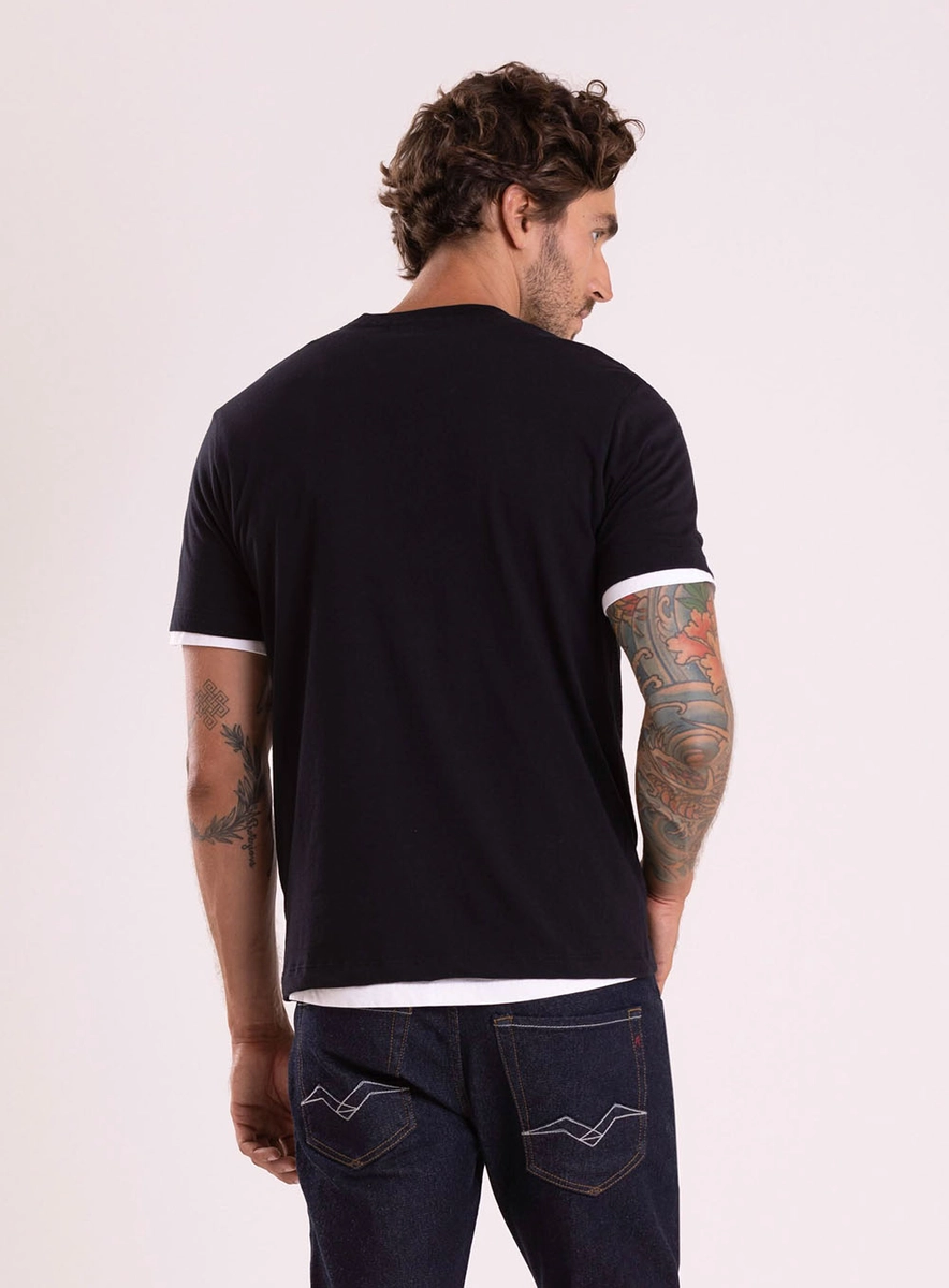 T-shirt Regular Com Estampa Preto Lcecci