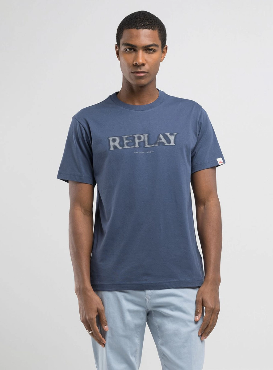 T-shirt Regular Com Logo Azul Teal Lcecci