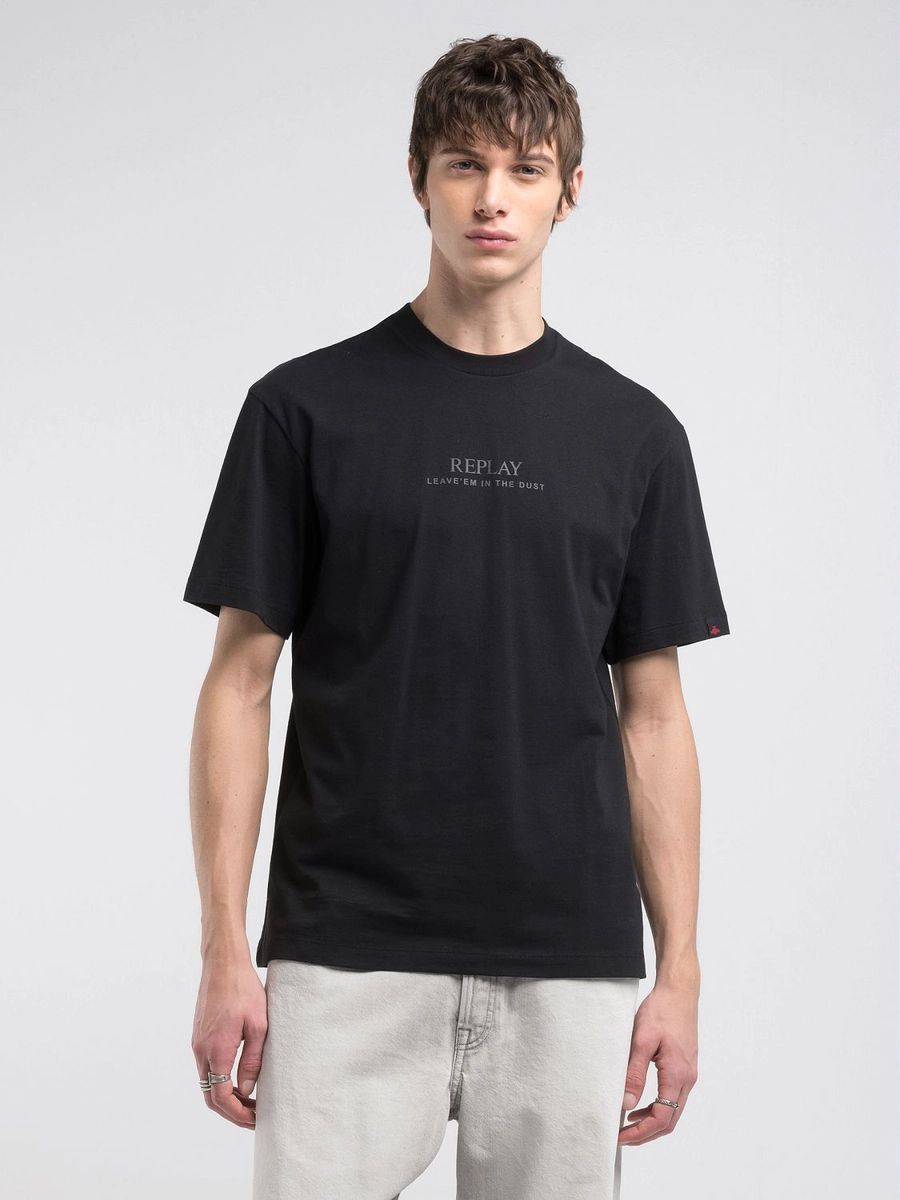 T-shirt Relaxed Estampada Frente E Costas Preto Lcecci