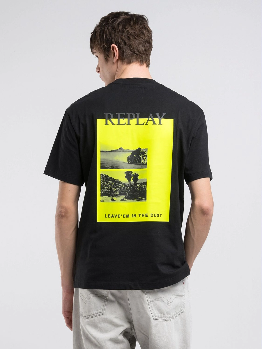 T-shirt Relaxed Estampada Frente E Costas Preto Lcecci