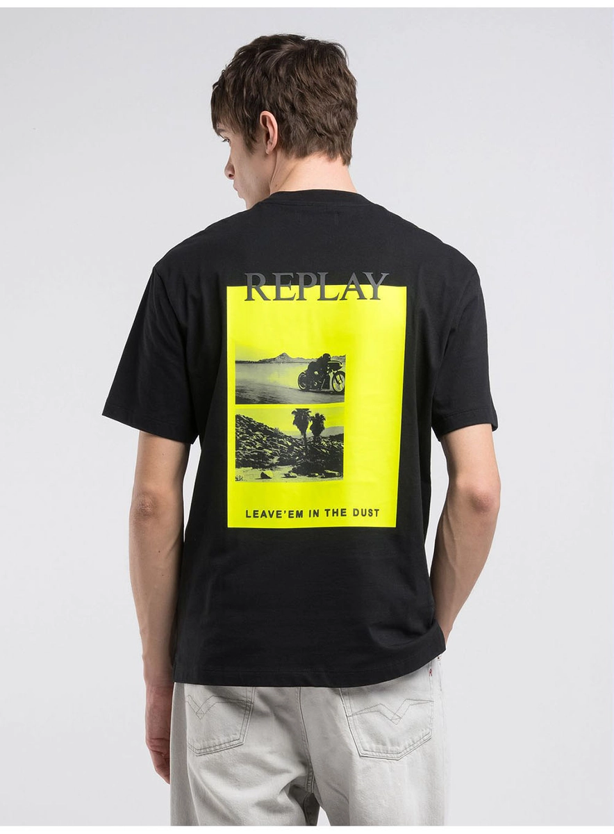 T-shirt Relaxed Estampada Frente E Costas Preto Lcecci