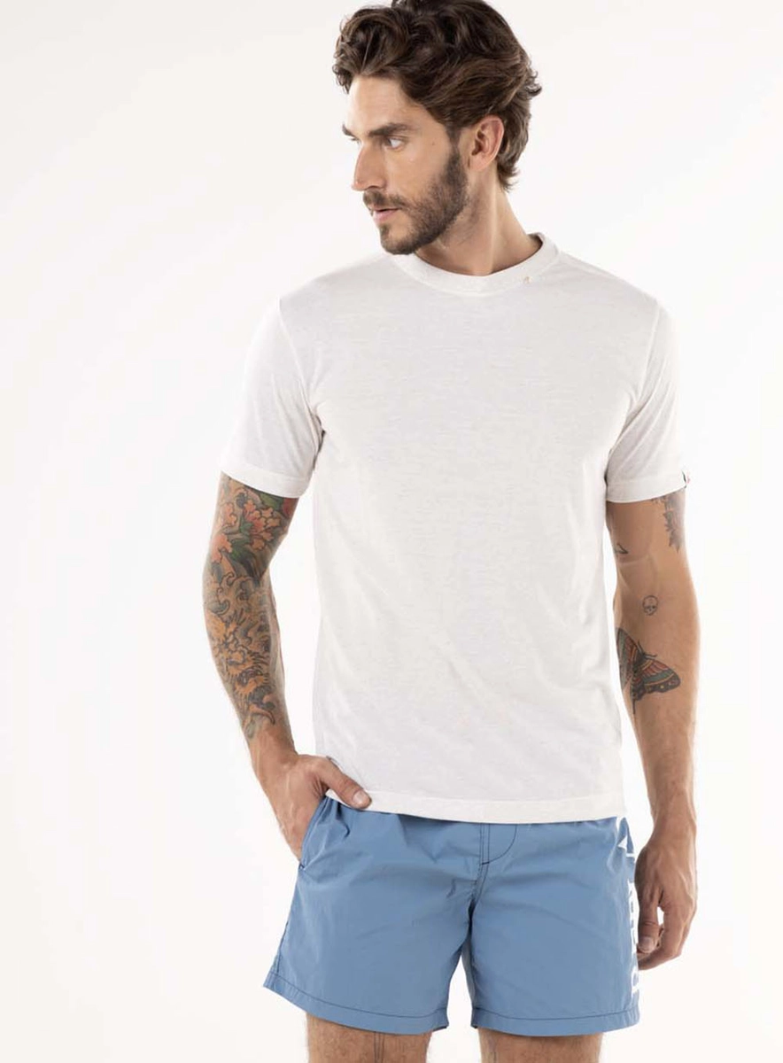 T-shirt Regular Em Linho Manga Curta Off Shell Lcecci