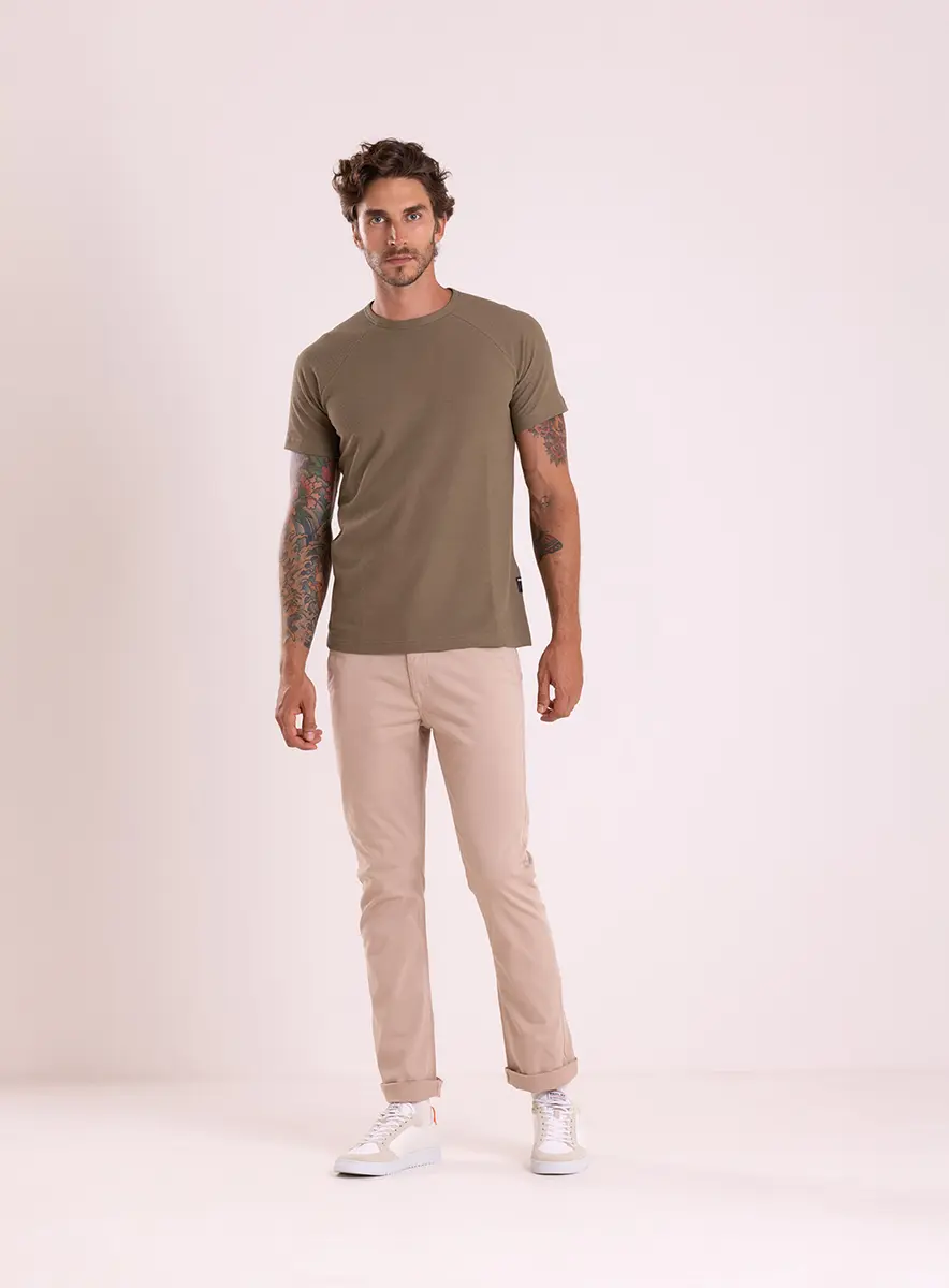 T-shirt Manga Raglan Malha Texturizada Off Shell Lcecci