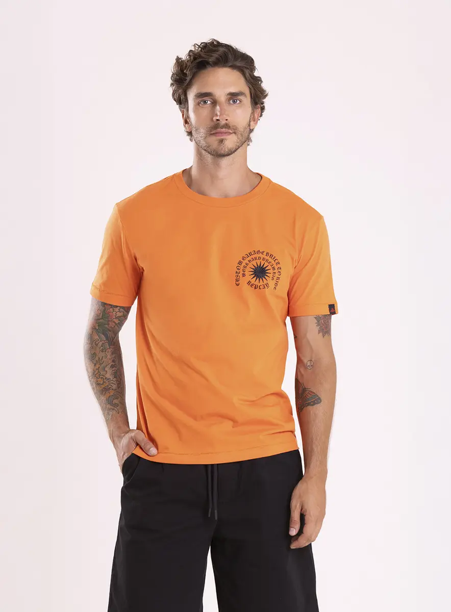 T-shirt Relaxed Com Estampa Laranja Drew Lcecci