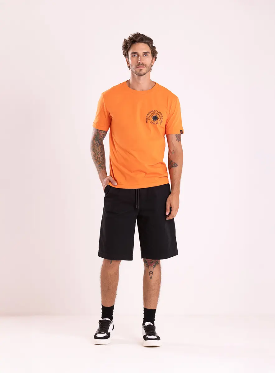 T-shirt Relaxed Com Estampa Laranja Drew Lcecci