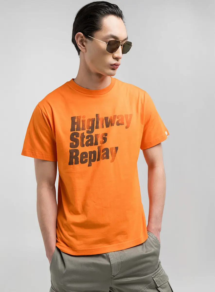 T-shirt Regular Com Estampa Laranja Drew Lcecci