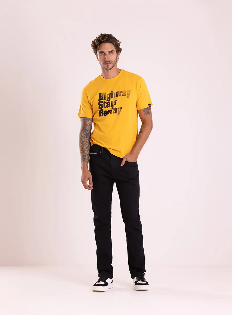 T-shirt Regular Com Estampa Laranja Drew Lcecci