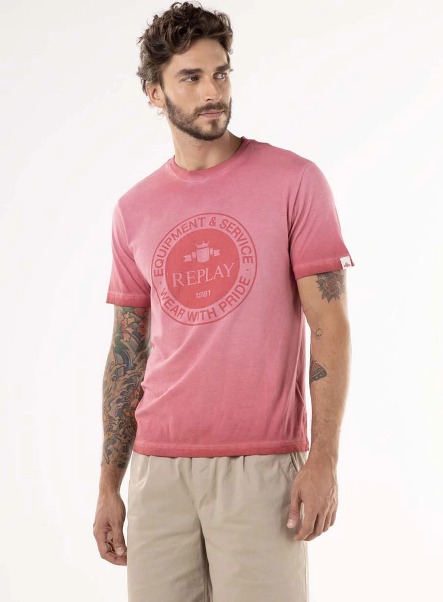 T-shirt Regular Lavada Com Estampa Vermelho Rojo Lcecci