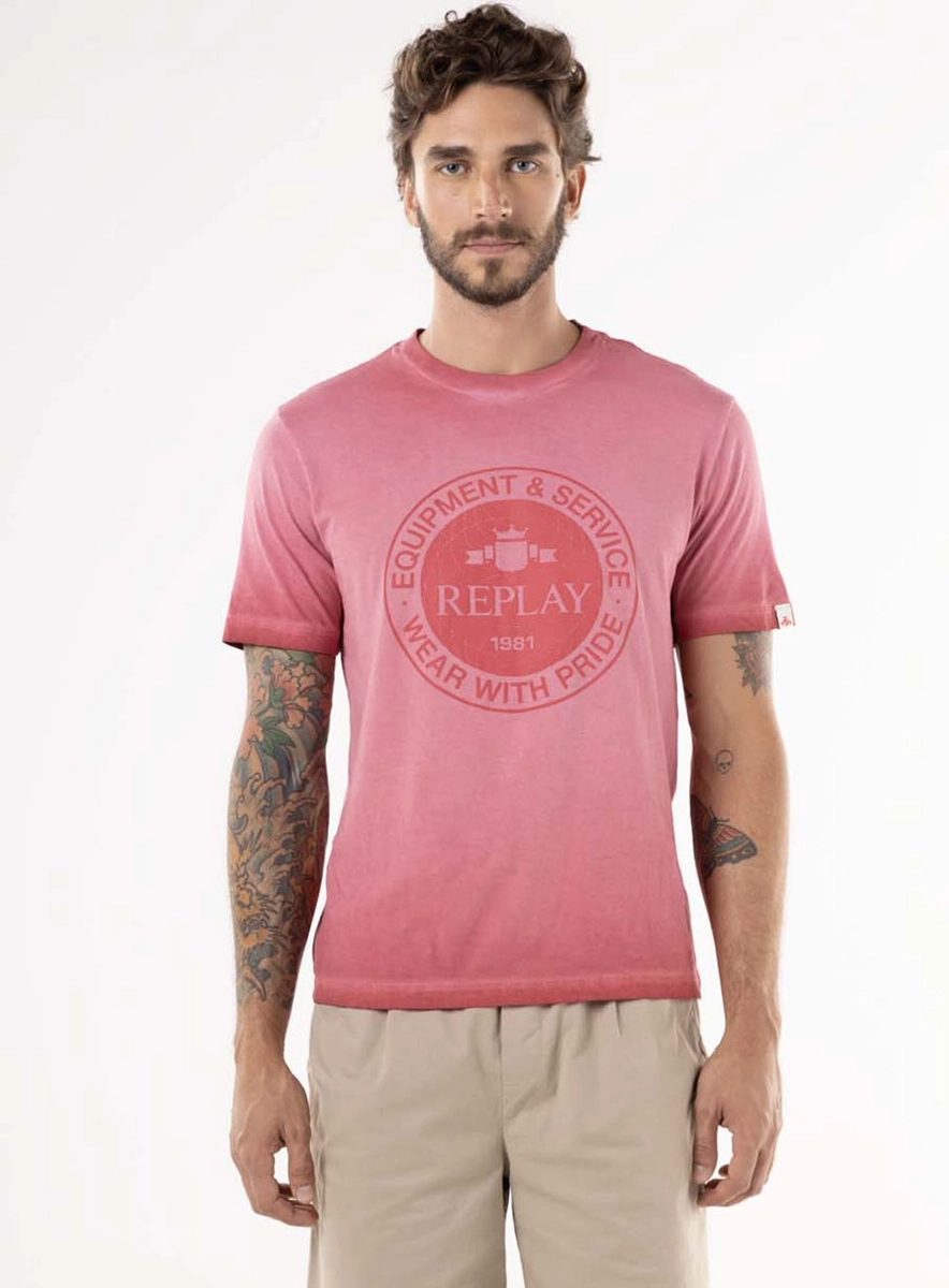T-shirt Regular Lavada Com Estampa Vermelho Rojo Lcecci