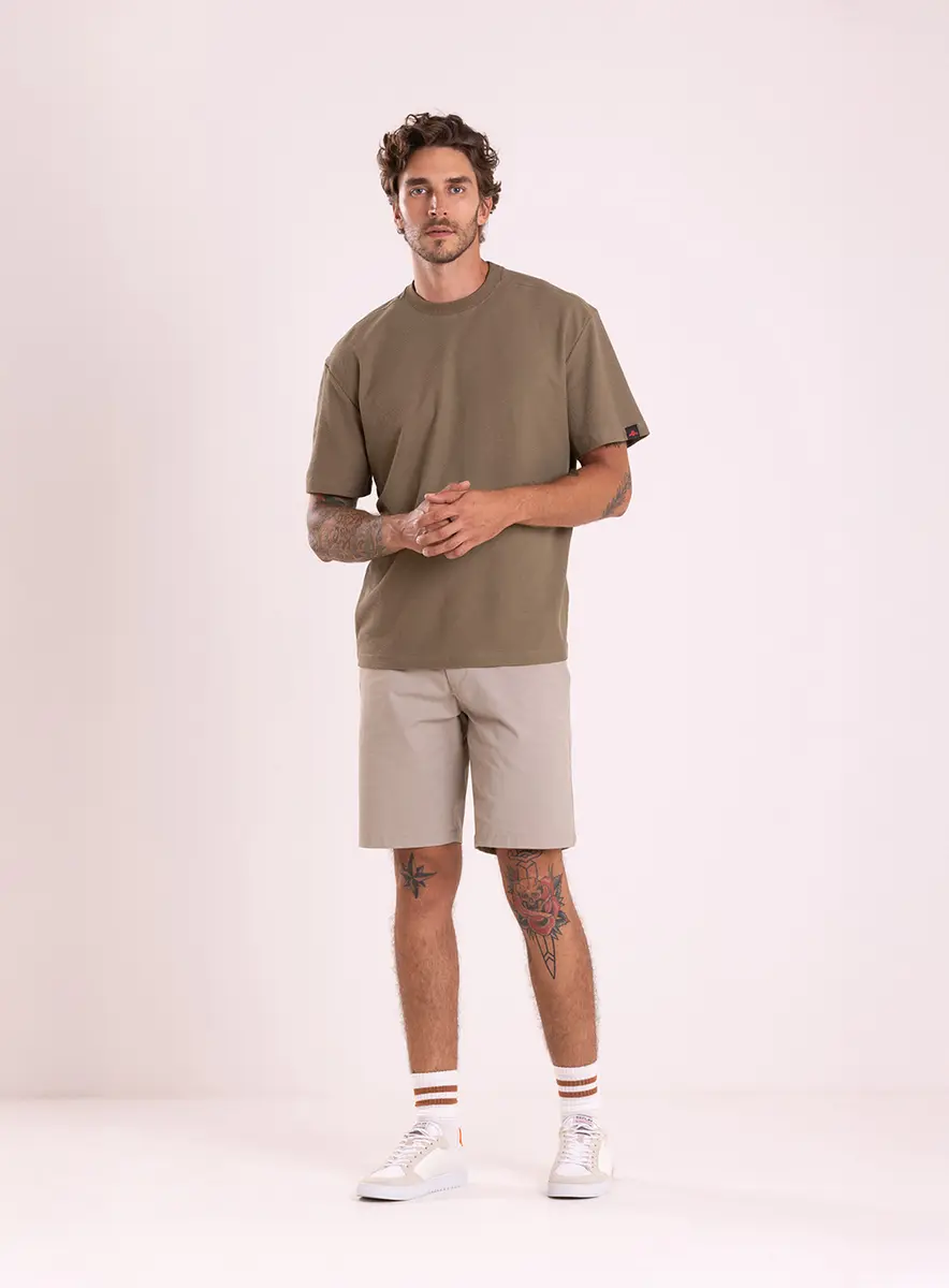 T-shirt Over Malha Texturizada Verde Camo Lcecci