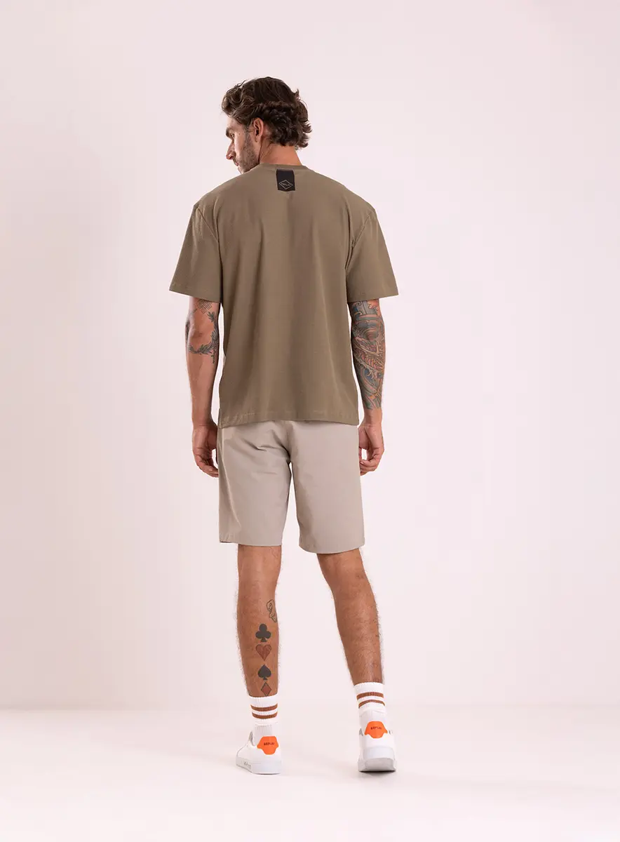 T-shirt Over Malha Texturizada Verde Camo Lcecci