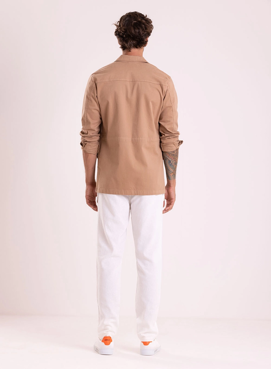 Parka Tipo Blazer Com Bolsões Bege Essencia Lcecci