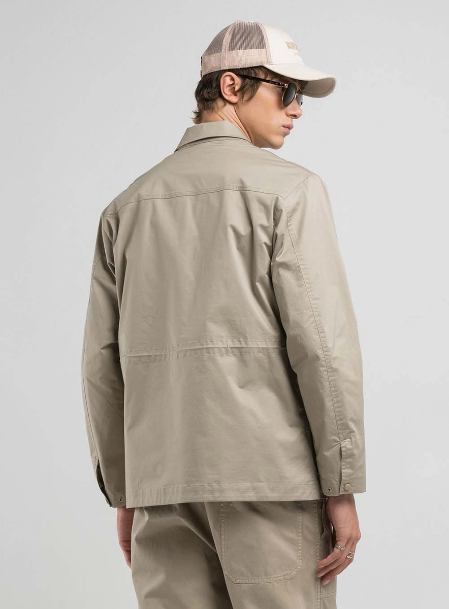 Parka Tipo Blazer Com Bolsões Bege Essencia Lcecci
