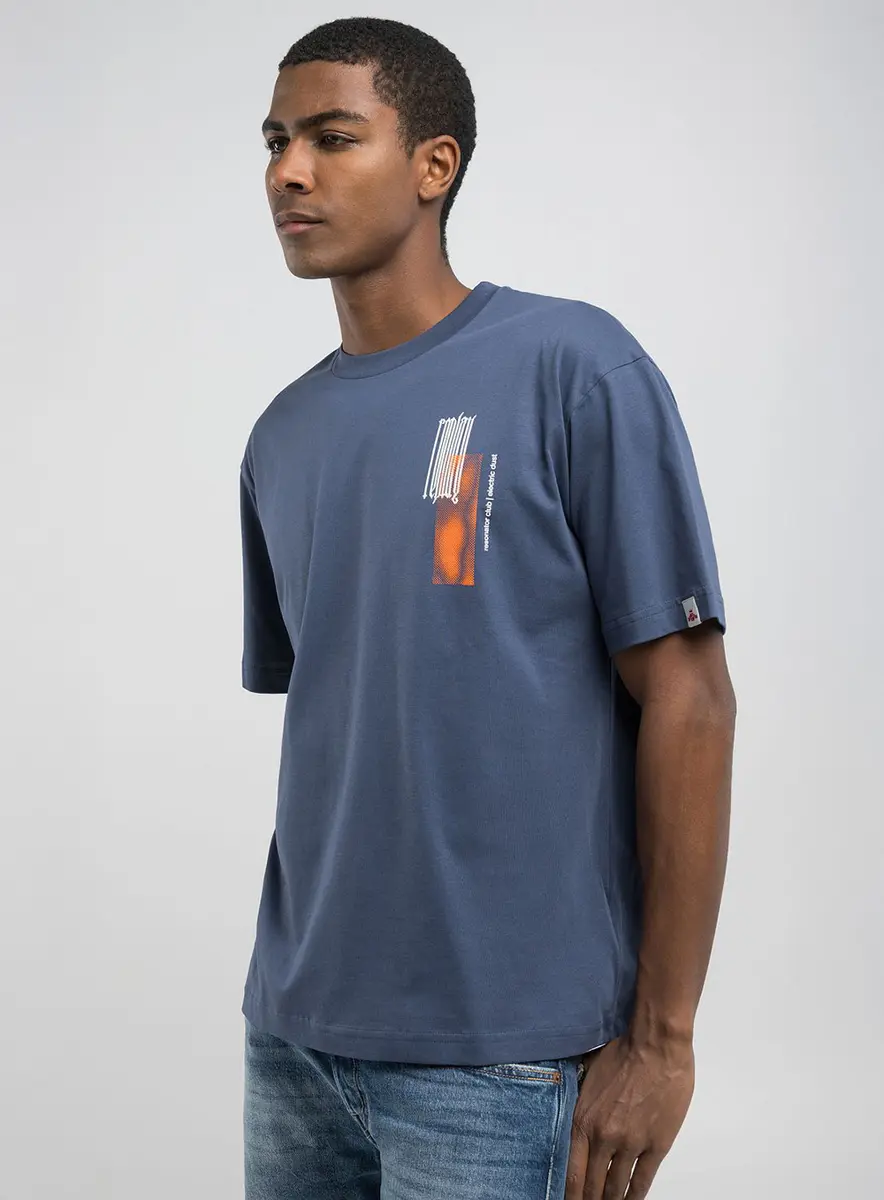 T-shirt Over Com Estampa Frente E Costas Azul Pangera Lcecci