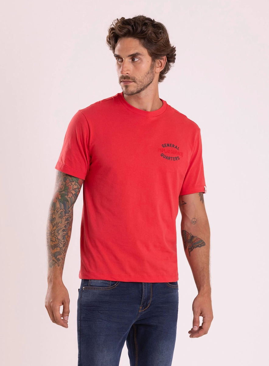 T-shirt Regular Manga Curta Vermelho Rojo Lcecci