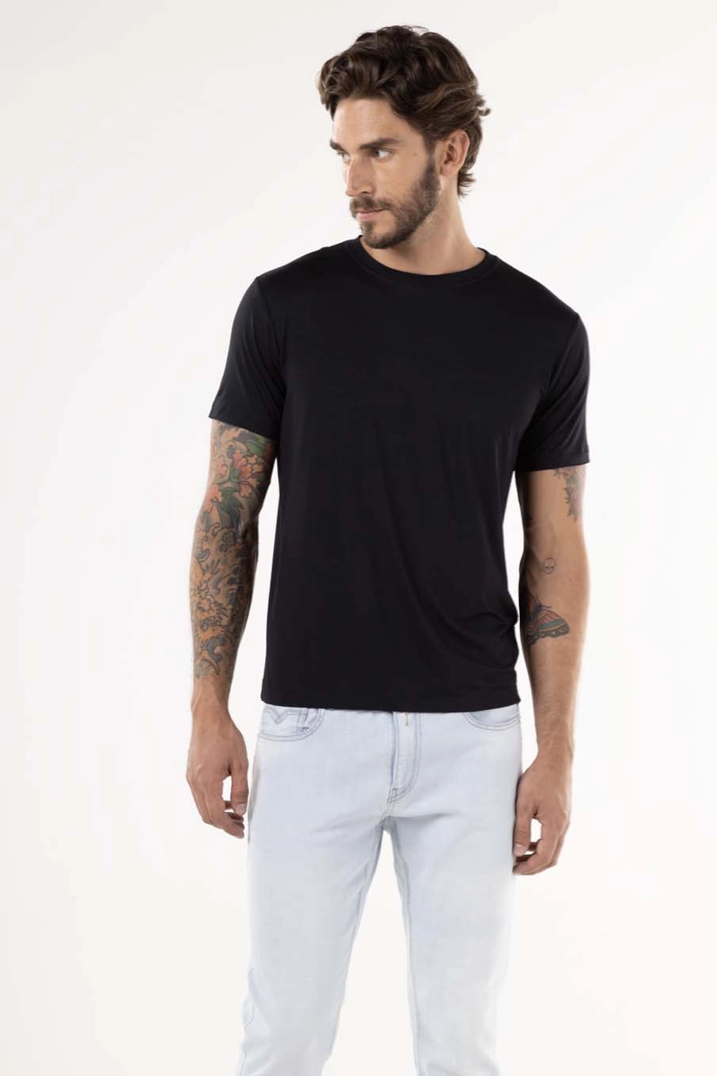 T-shirt Regular Tecido Tecnológico Preto Replay