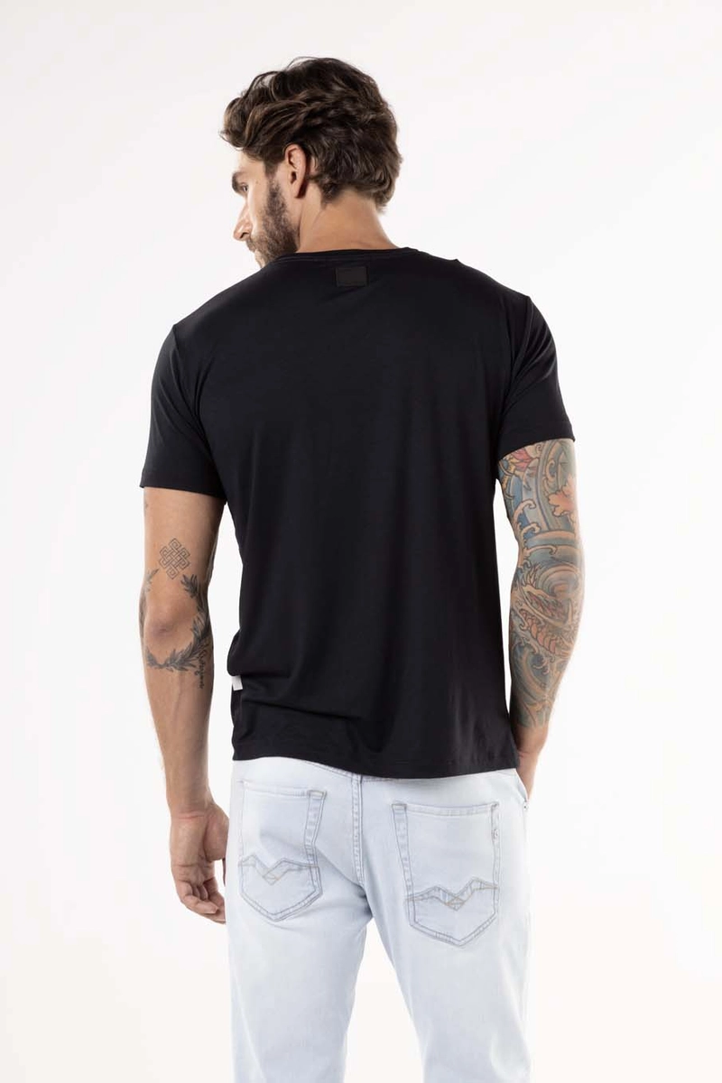 T-shirt Regular Tecido Tecnológico Preto Replay