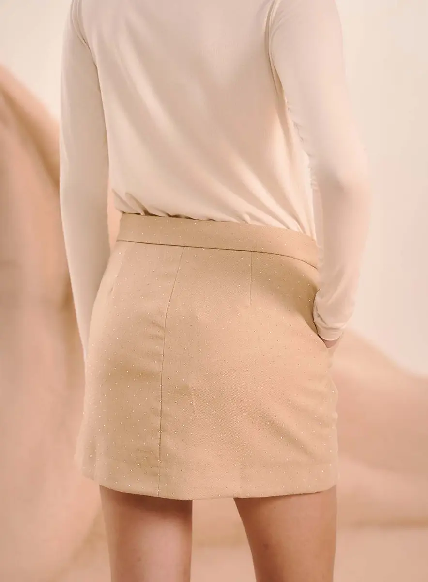 Saia Com Aplicações Basic Comfort Bege Souisy