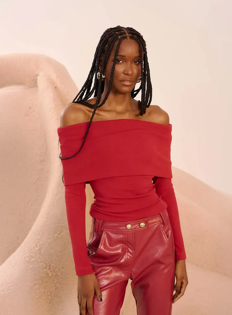 Blusa Ombro A Ombro Rubi Vermelho Tibetano Souisy