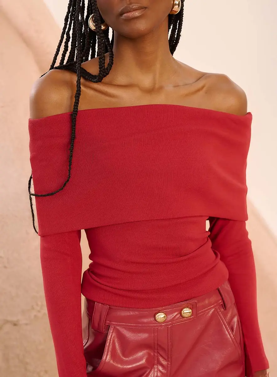 Blusa Ombro A Ombro Rubi Vermelho Tibetano Souisy