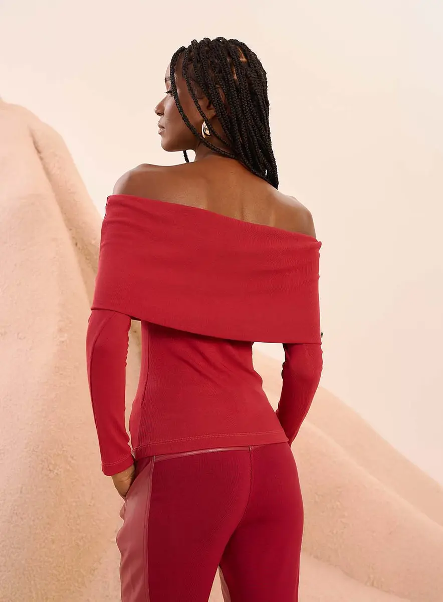 Blusa Ombro A Ombro Rubi Vermelho Tibetano Souisy