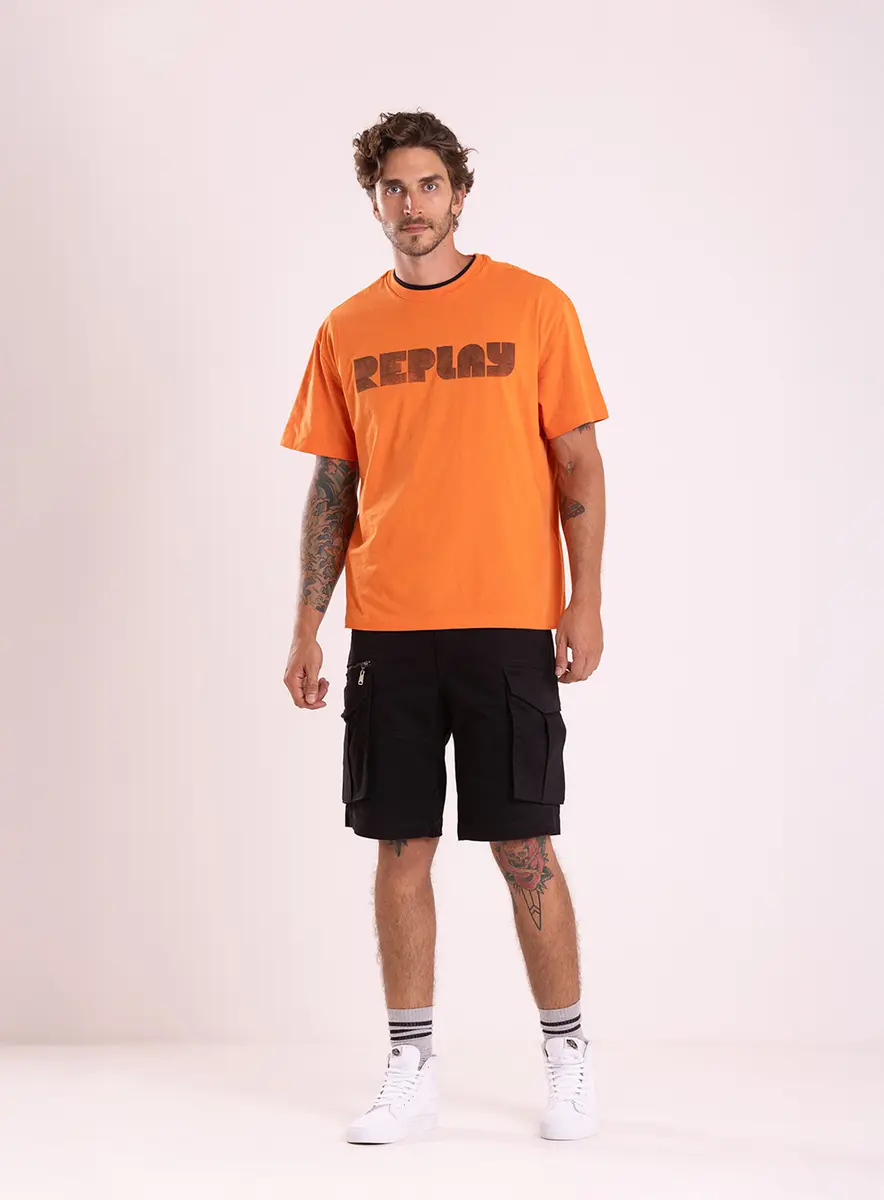 T-shirt Over Com Logo Laranja Drew Lcecci