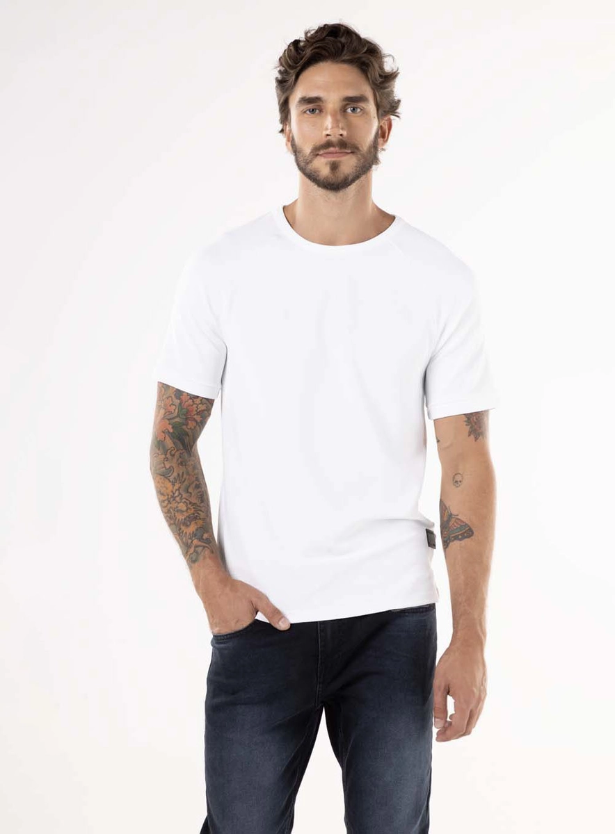T-shirt Raglan Tecido Tecnológico Branco Lcecci