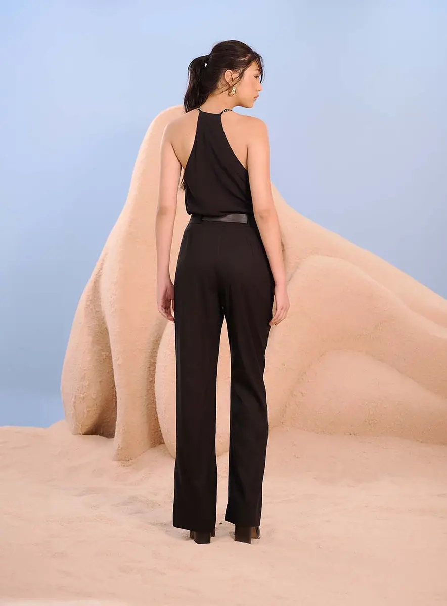 Calça Feminina Alfaiataria Flare Basic Comfort Preto Souisy