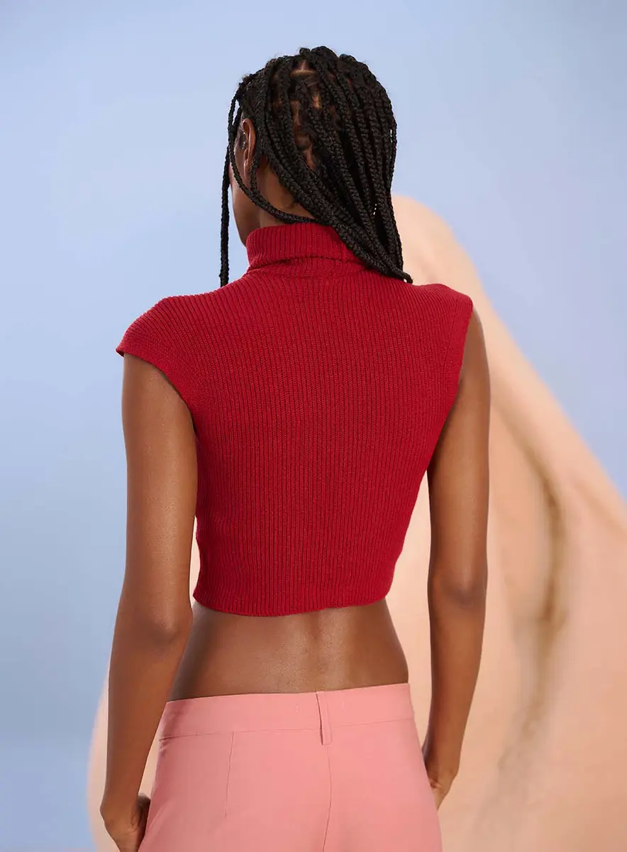 Blusa Tricô Gola Alta Com Transpasse Preto Souisy