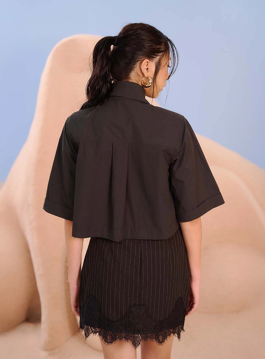 Camisa Alfaiataria Com Detalhe Em Laços Preto Souisy