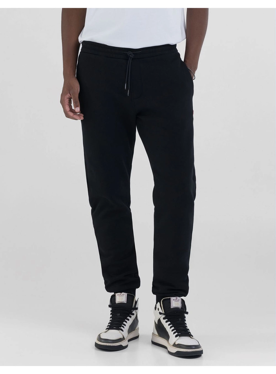 Calça Moletom Com Bordado Preto Lcecci