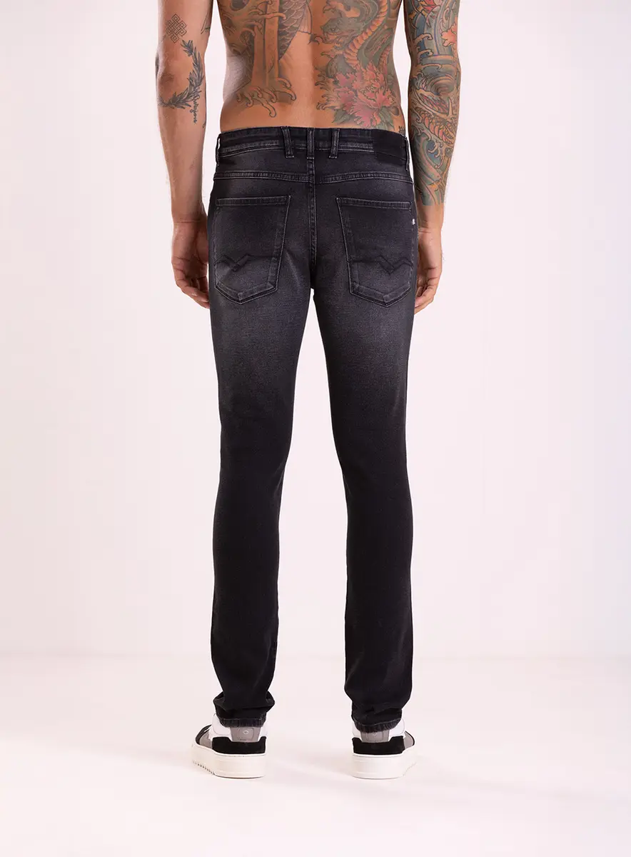 Calça Masculina Jeans Ajustada - Anbass Skinny Índigo Preto Replay