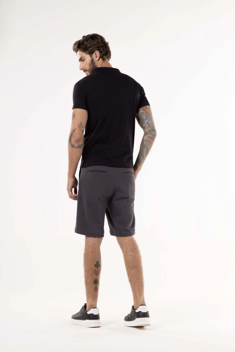 Bermuda Chino Em Malha Preto Lcecci