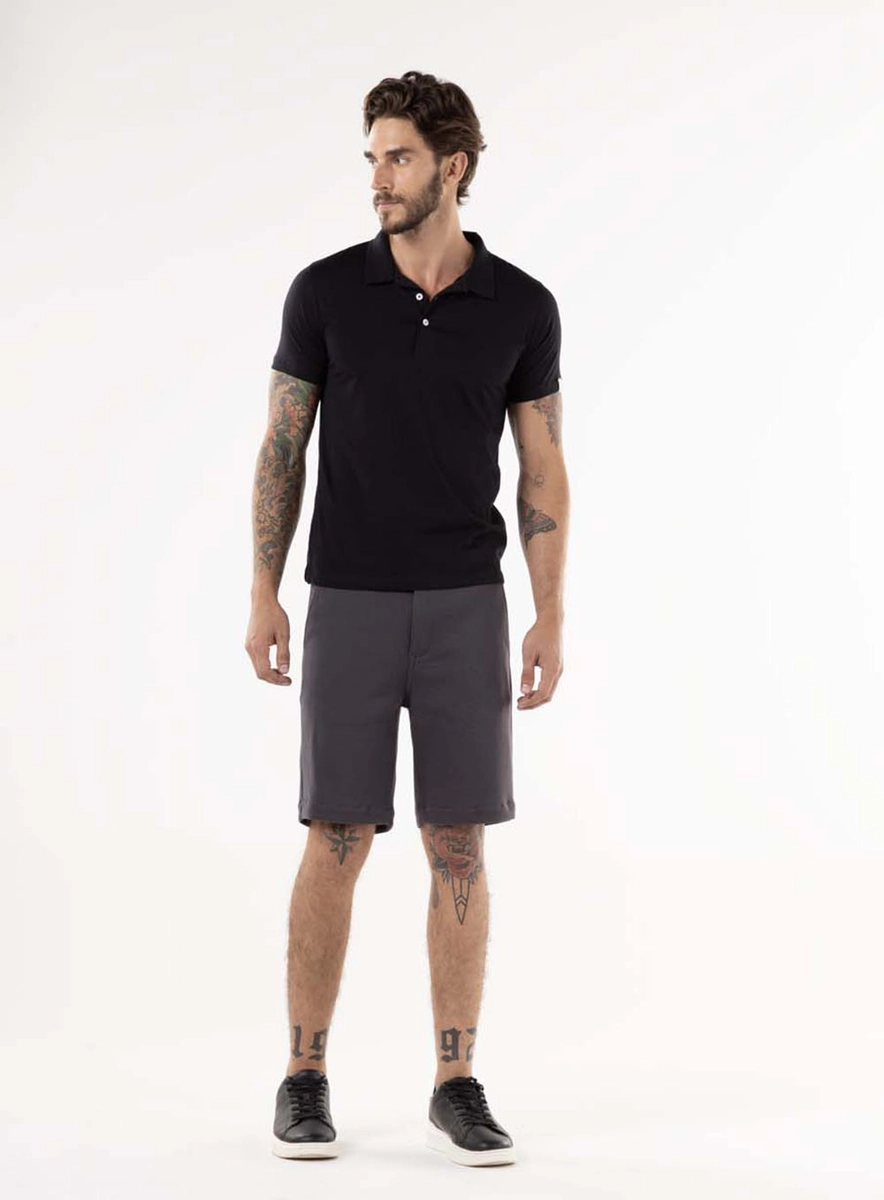 Bermuda Chino Em Malha Preto Lcecci