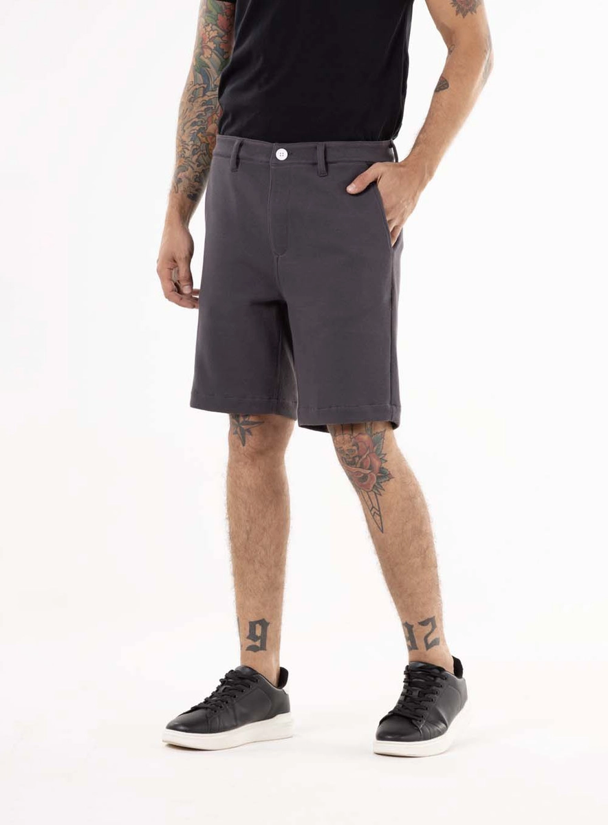 Bermuda Chino Em Malha Preto Lcecci