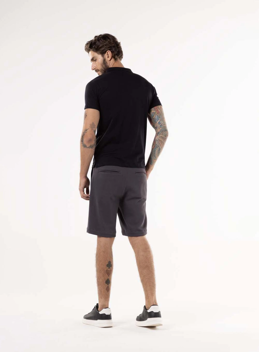 Bermuda Chino Em Malha Preto Lcecci