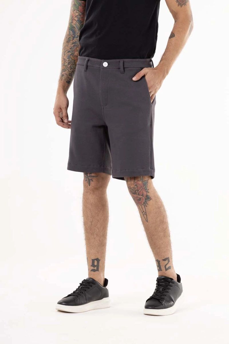 Bermuda Chino Em Malha Preto Lcecci