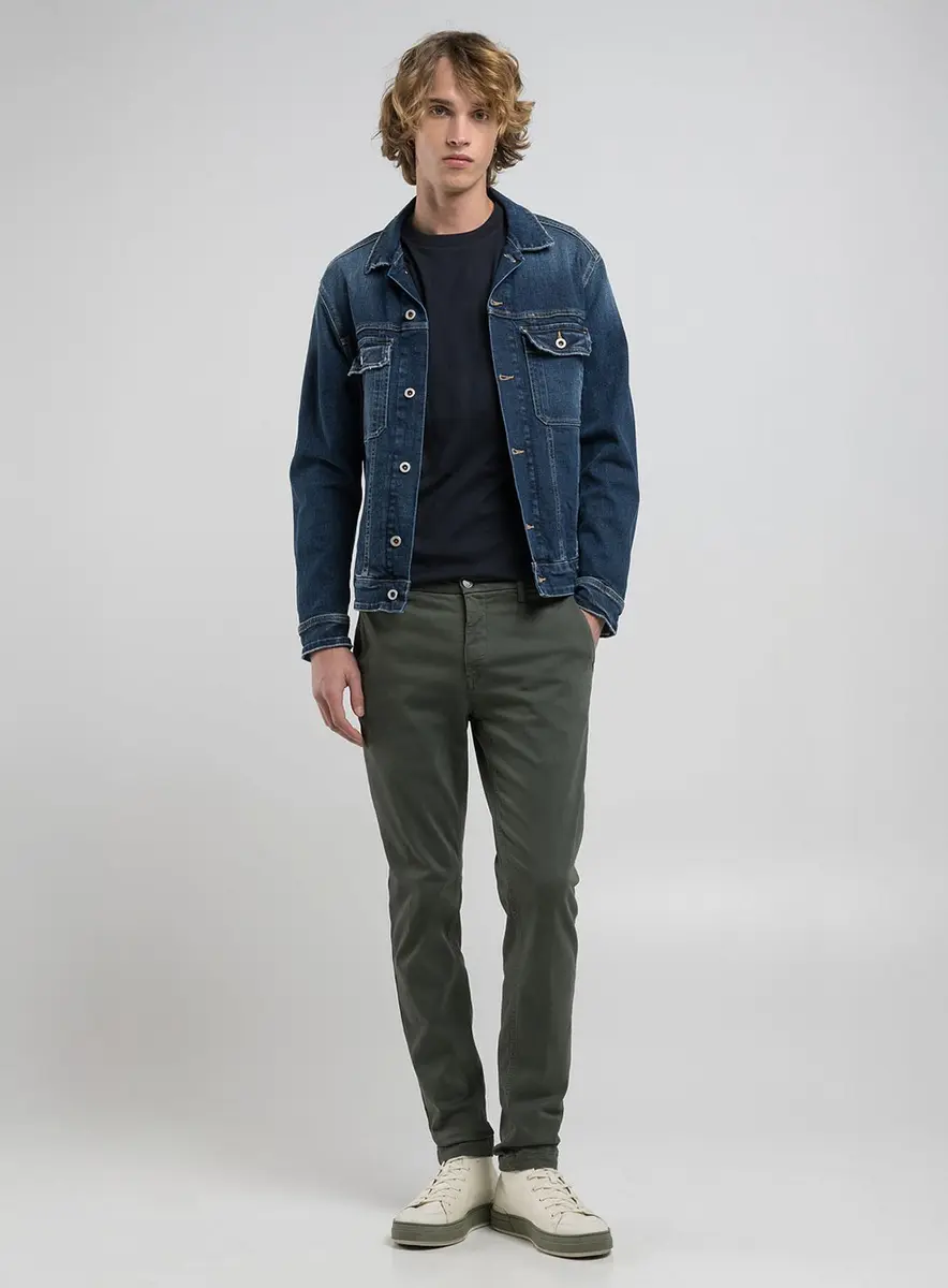 Calça Zeumar Chino Skinny Índigo Preto Replay