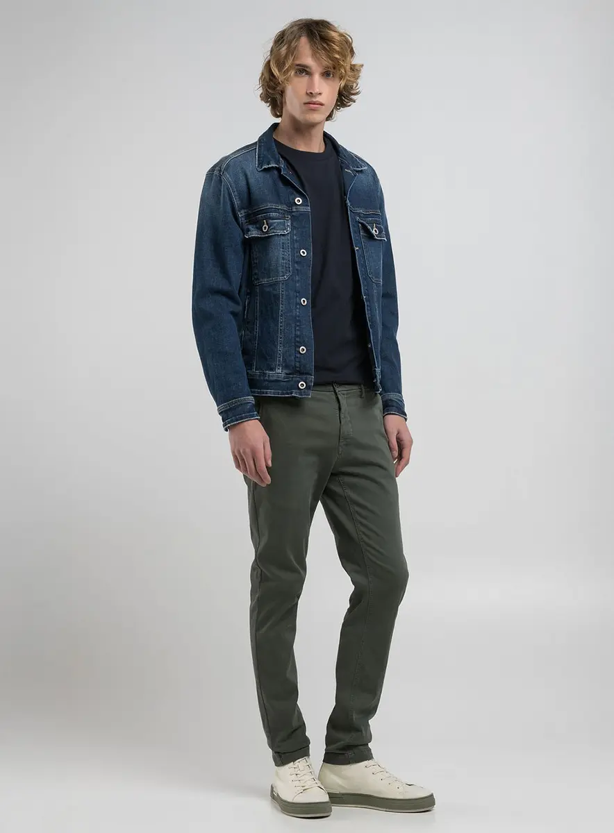 Calça Zeumar Chino Skinny Índigo Preto Replay