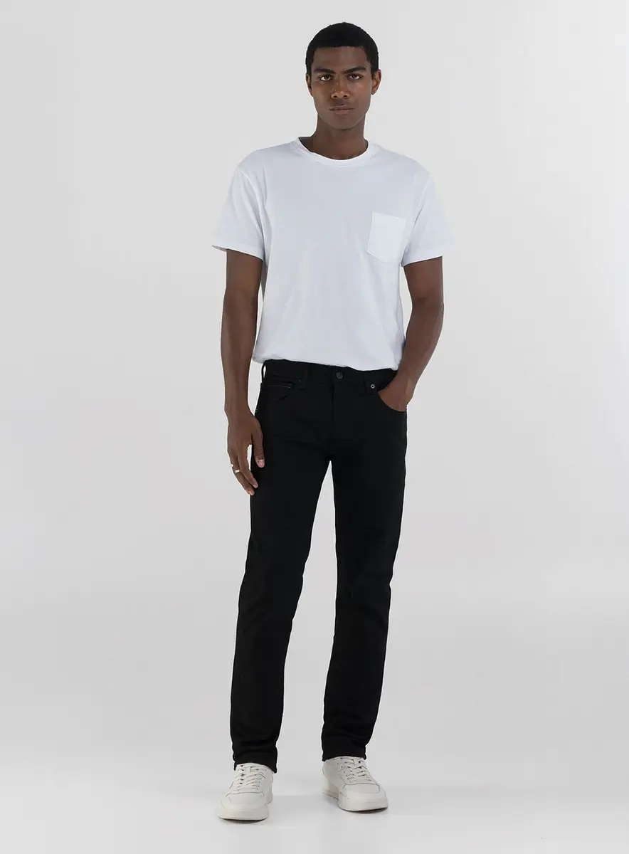 Calça Masculina Em Jeans Reta - Grover Straight Preto Lcecci