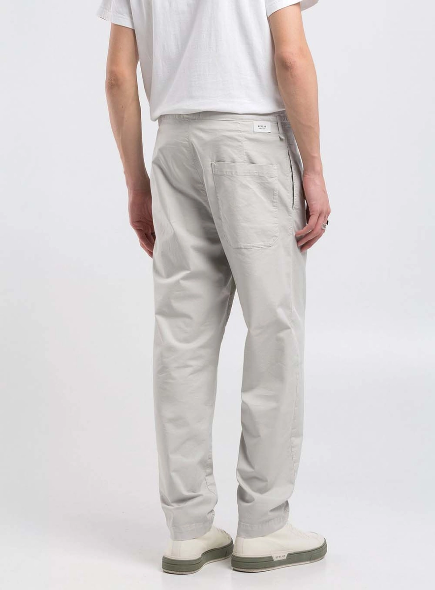 Calça Sarja Relaxed Fit Com Amarração Cinza Sand Lcecci